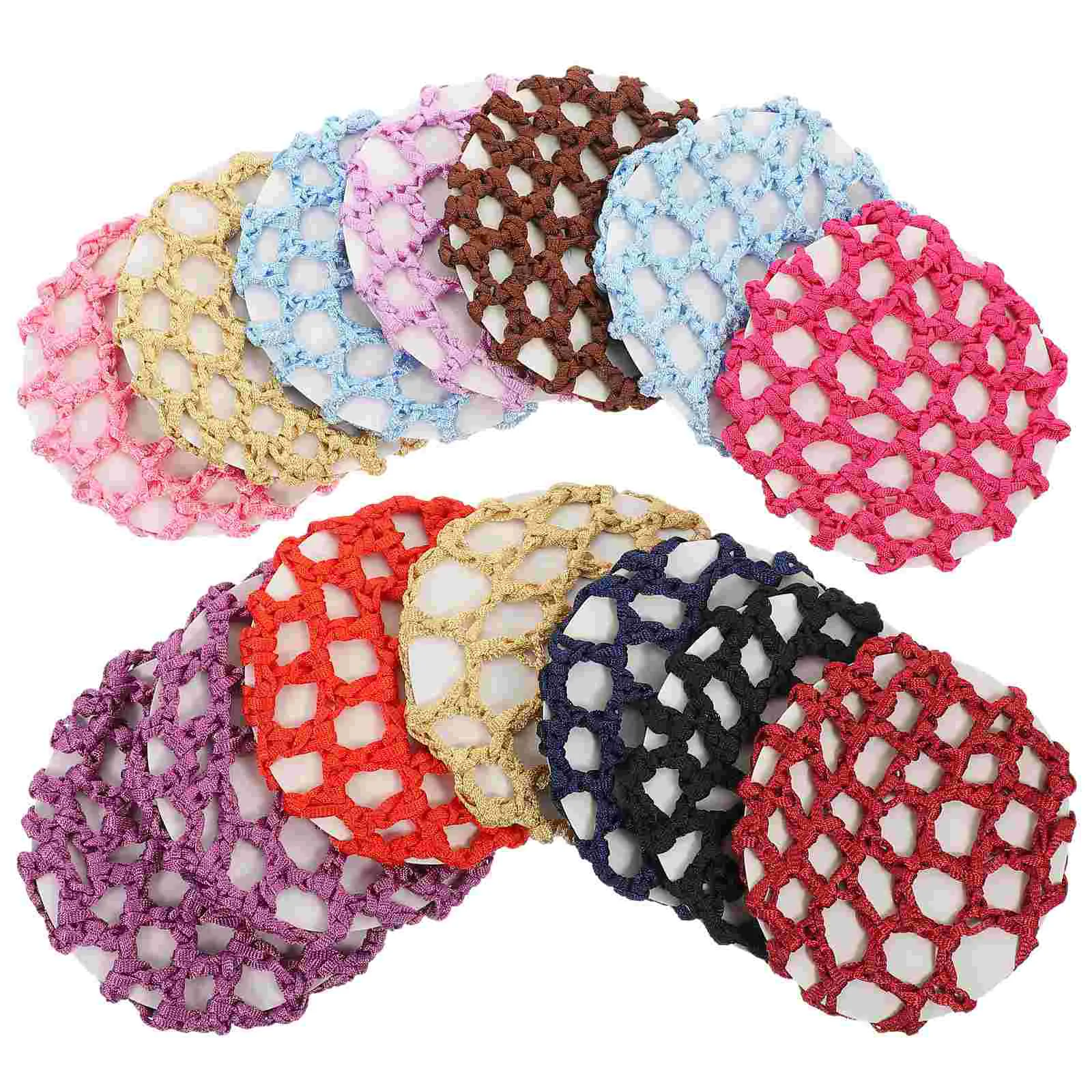 

14Pcs Bun Hair Net Crochet Elastic Bun Cover Bun Dancer Hair Net for Dancer Ballet Skating Hair Accessories Mixed Color