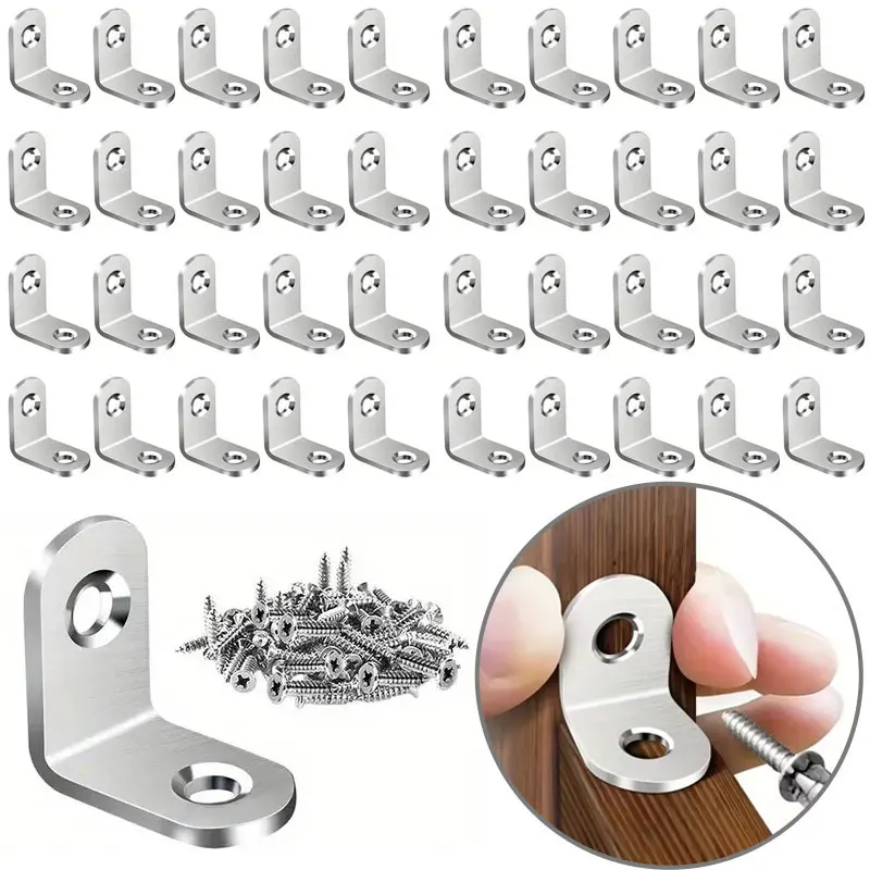 Stainless Steel Angle Bracket 40PCS Small Right Angle for Shelves Furniture