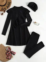 3 قطعة بوركيني نساء ملابس سباحة إسلامية الأزهار طباعة طويلة غطاء كامل ملابس السباحة الحجاب الإسلامي بحر السباحة ثوب السباحة 2