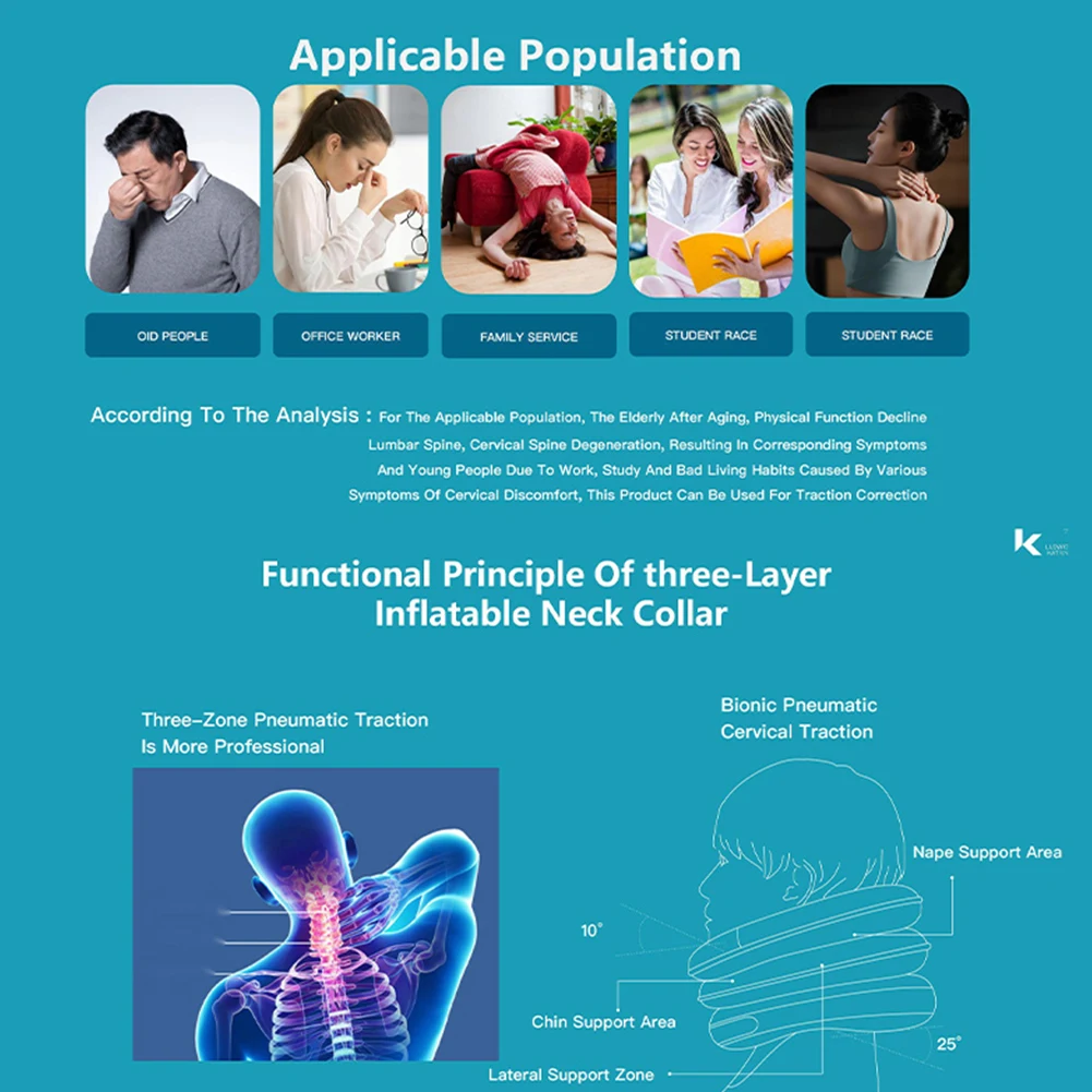 Iatabl Crvical Rlaxation Collar Sparat Iation Pump 3 Tubs Nck Dcomprssion Dvic Pain Rlif Soft for Old_voghion.com