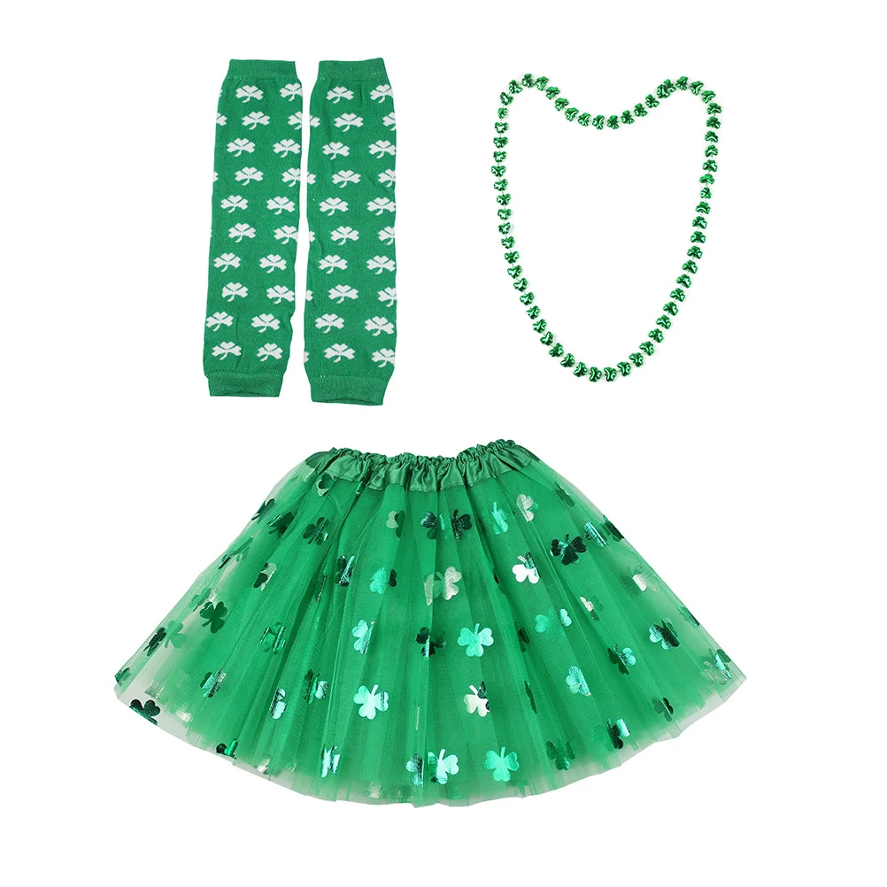 

Женский костюм с юбкой и бусинами St paфокусов, комплект из ожерелья и юбки с зеленой сеткой