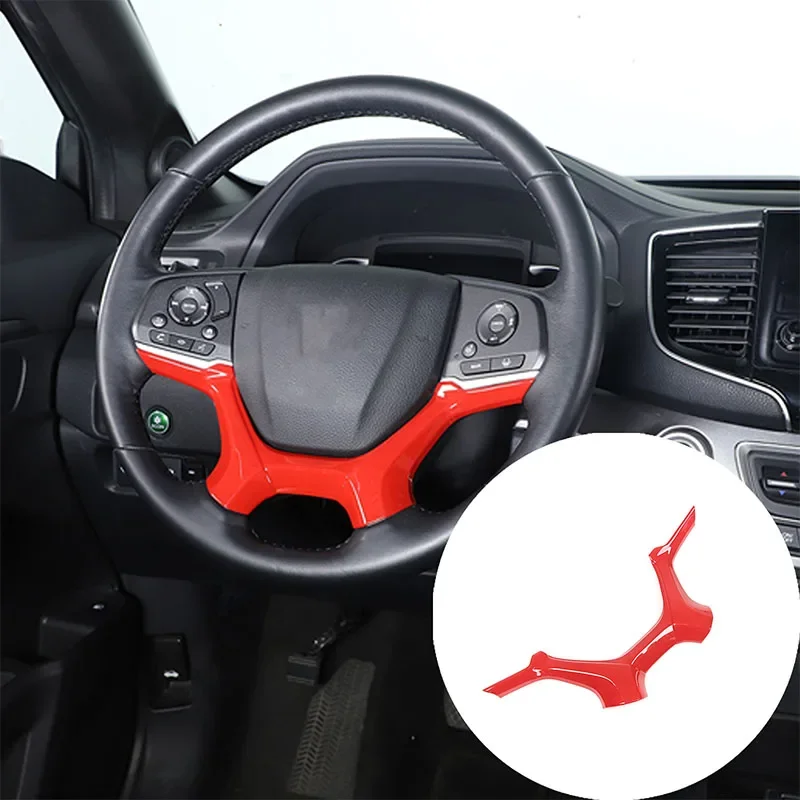

For Honda Pilot 2019-2022 Car Steering Wheel Lower Frame Decorative Sticker ABS Red/carbon Fiber Pattern Interior Accessories