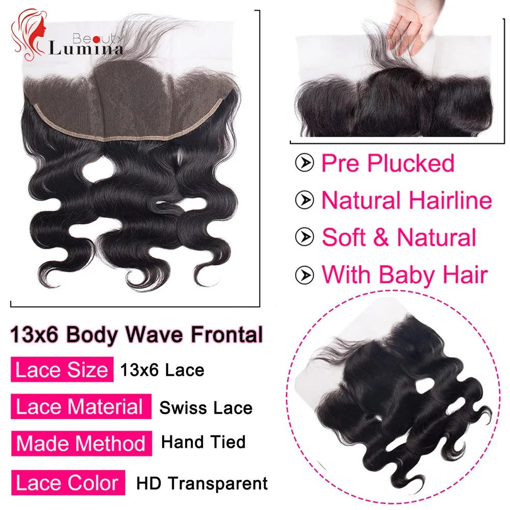 Human Hair Frontal 13x6 Body Wave Lace Frontal 13x4 Frontal Only Remy Pre Plucked