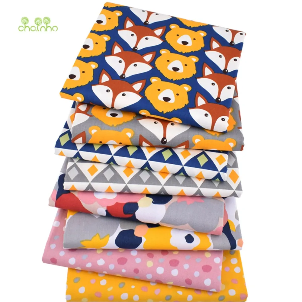 Chainho,Printed Twill Weave Cotton Fabric,DIY Quilting Sewing Material,Patchwork Cloth,Cartoon Series,8 Designs,2 Sizes,15C68