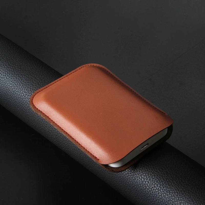 Power Bank Cover Pouch Leather Case for iPhone 13 Magsafe External Battery Cover - 3