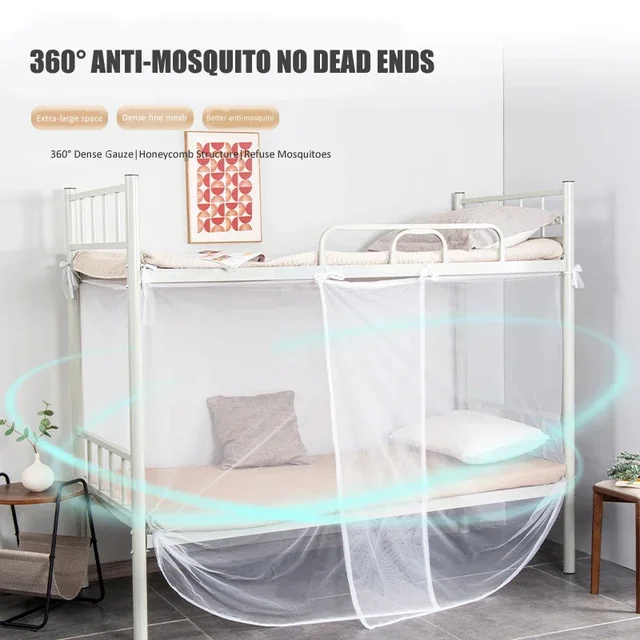 Moustiquaire Blanche pour DorPanier, Rideau Anti-Moustique en Gaze, Filets pour Dortoir, Lits Superposés, Chambre à Coucher, Installation Gratuite, 1 Pièce 4