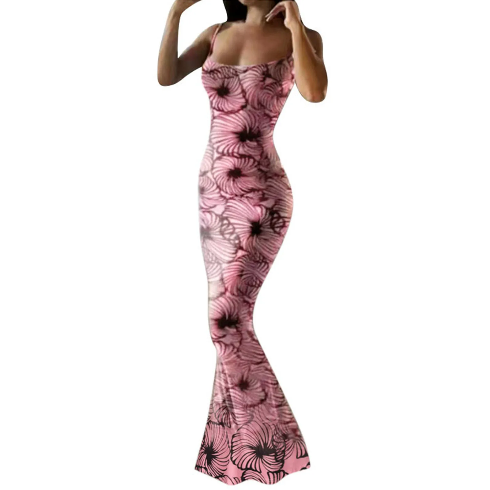 

Women's Slim Fit Adjustable Printed Dress Sexy Peach Butt Fishtail Skirt