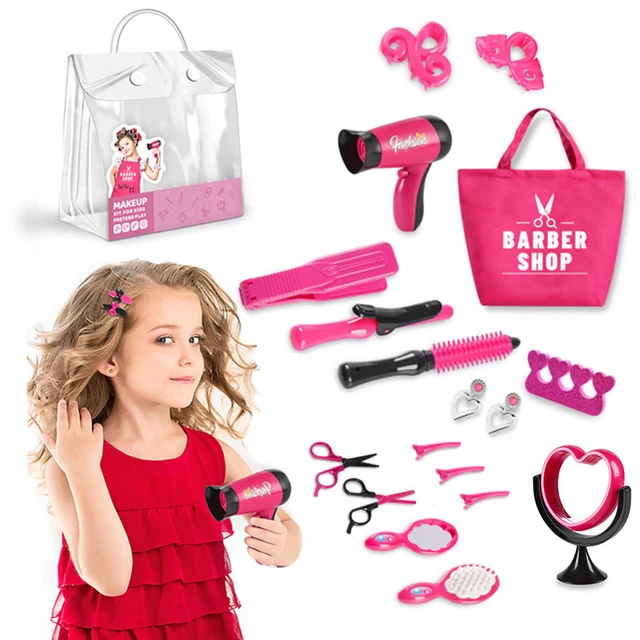 Kids Makeup Set For Girls Gifts Pretend Play Hairdressing Hair Simulation  Styling Tools Blow Dryer Beauty