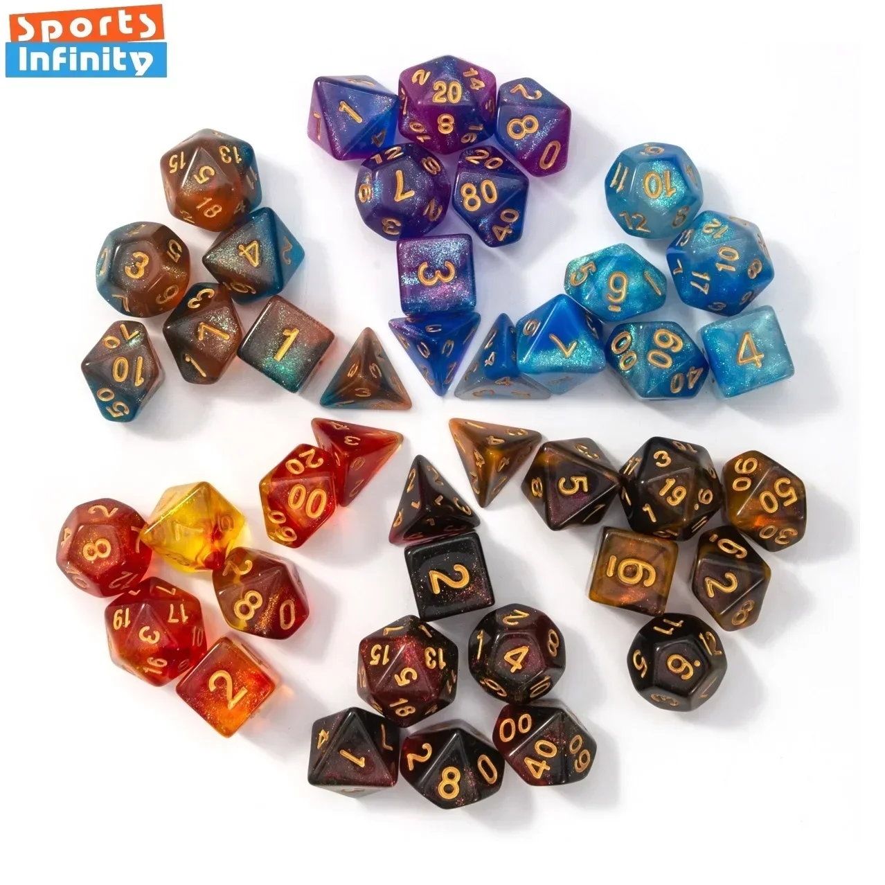 Dual Color Multi Sided Number Dice 7pcs/set for TRPG TPG Cthulhu COC Running Team Table Board Game Dnd Dice Set Polyhedral game dice dice set acrylic dice