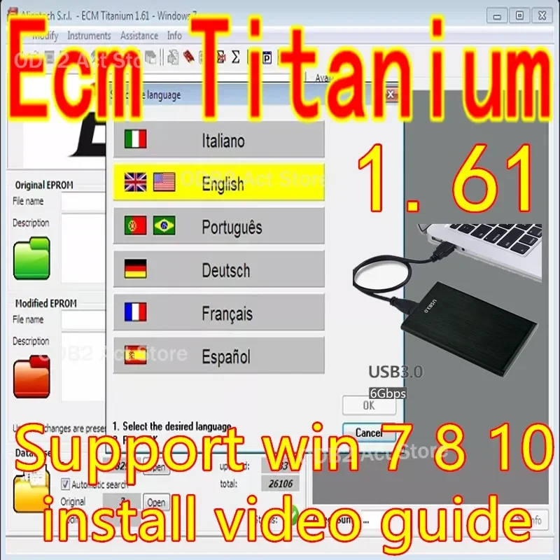 Newest ECU Programming Tool Winols 4.7 Software+ 93GB Damos Files +ECM TITANIUM 26100+ Immo Service Tool V1.2+Install Video Guid