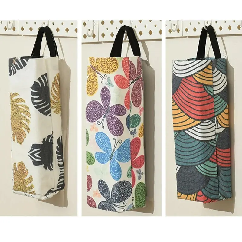 Plastic Bag Holder Garbage Bag Storage Hanging Wall-mounted Splicing Color Pull-out Sorting Debris Storage 1pc