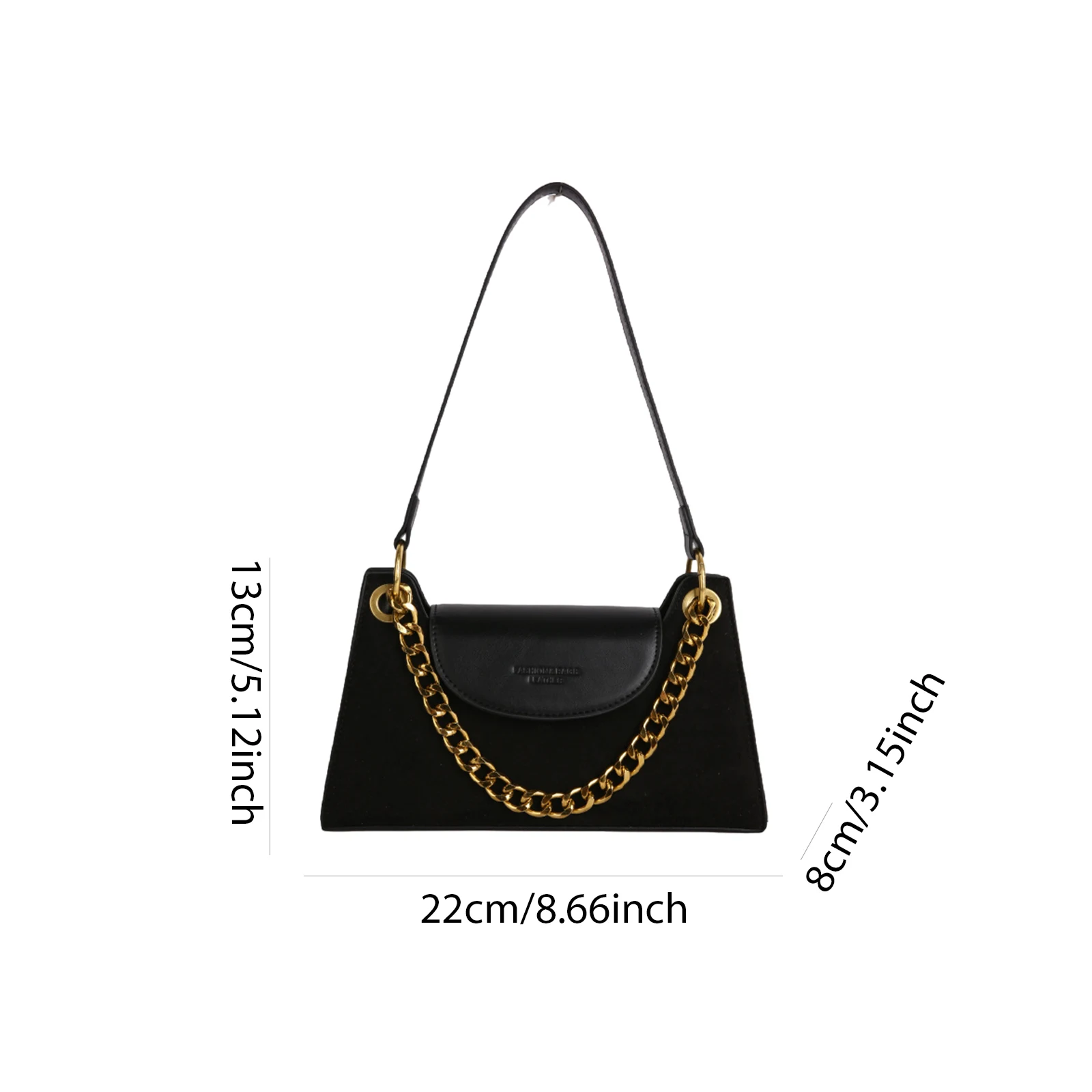 Faux Suede Shoulder Bag with Chain Crossbody Bag Retro Flap Bag for Women Work Shopping Travel