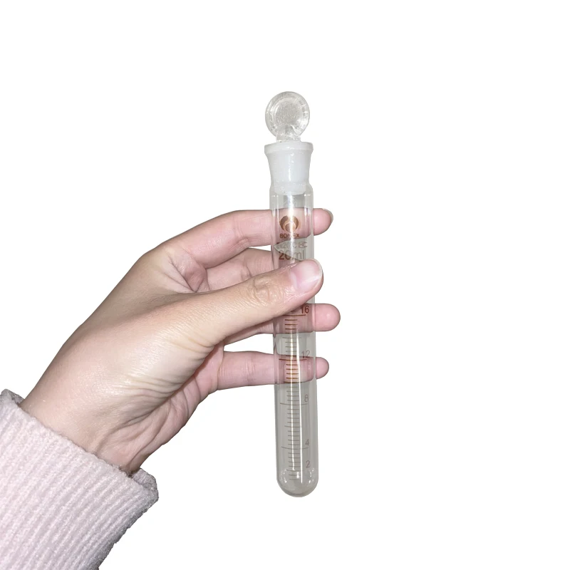 20ml Lab Clear Glass Test Tube Round Bottom Tube Vial With Push Cap School Lab Supplies