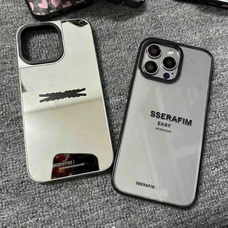 

MagSafe Mirror Surface Silver Border Kpop Easy Phone Case Cover for IPhone 12 13 14 15 Pro Max Case for IPhone 15 Pro Max