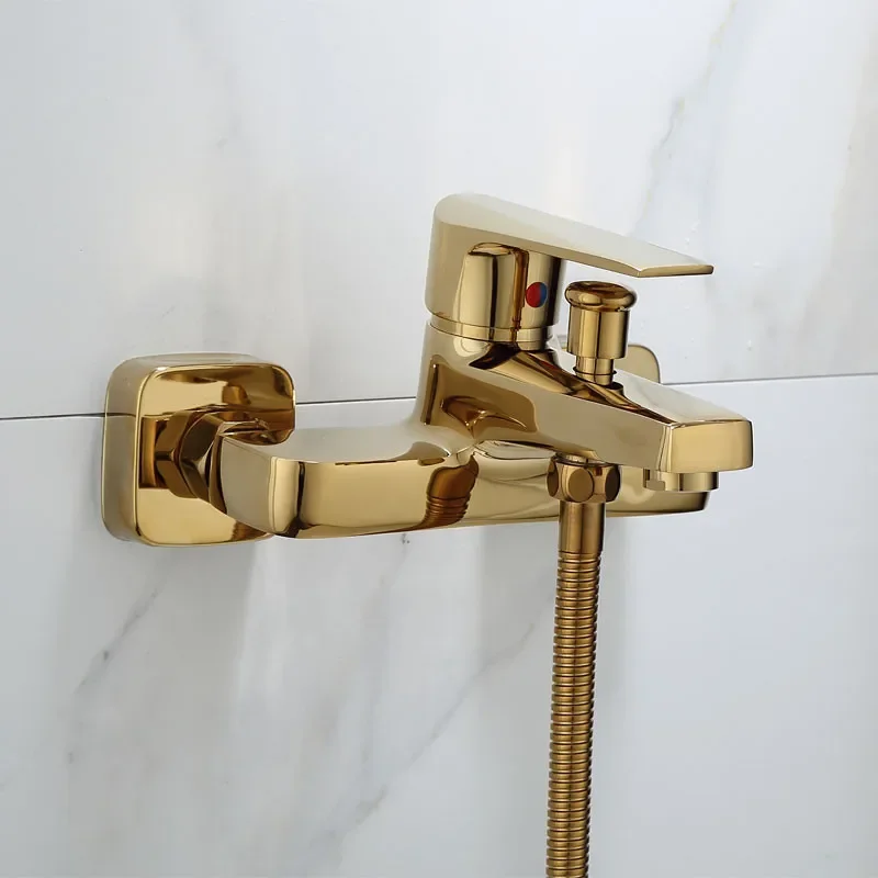 Description Picture 4 of itemBathtub Shower Set Wall Mounted Gold Bath and Faucet, Bathroom Cold and Hot Bath and Mixer Tap Brass