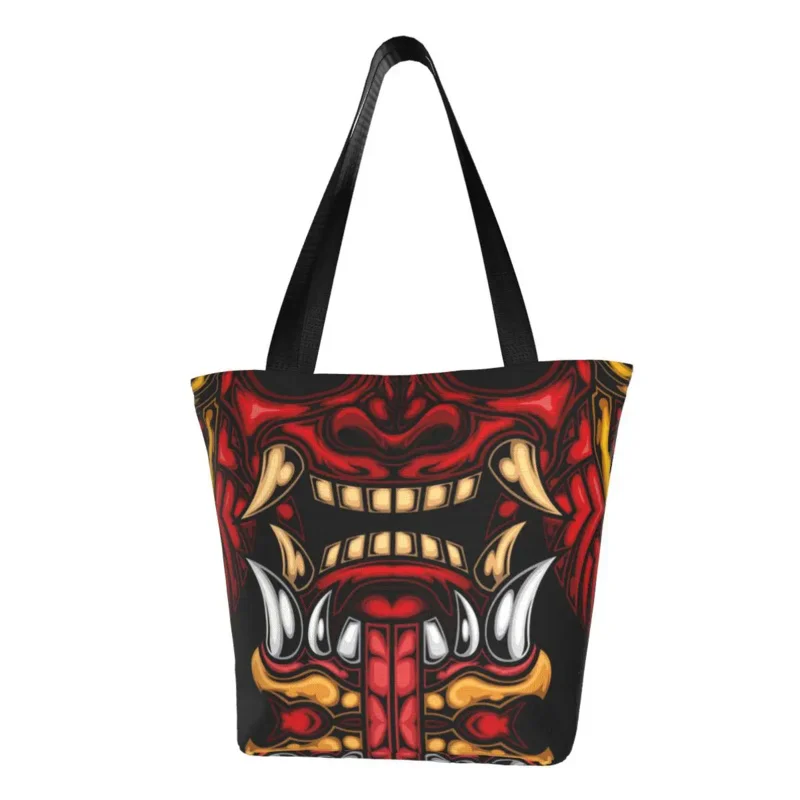 

Barong Grocery Shopping Bags Printing Canvas Shopper Tote Shoulder Bag Big Capacity Japanese Samurai Demon Monster Oni Handbag