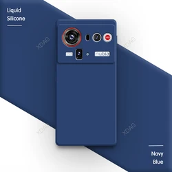Soft Square Liquid Silicone Classic Straight Edge Phone Case Capa for ZTE nubia Z50 Ultra (Navy Blue)