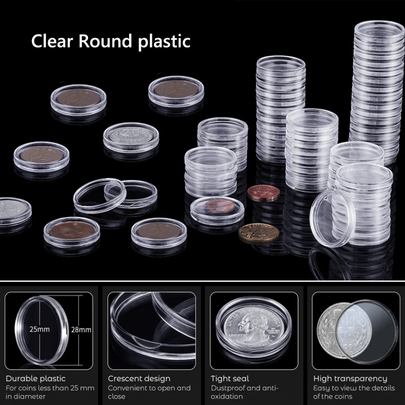10/100p 21-46mm transparenter Kunststoff Coinn Halter Coinn Sammel box Fall für Coinn Aufbewahrung kapseln Schutz boxen Behälter – Detail 9