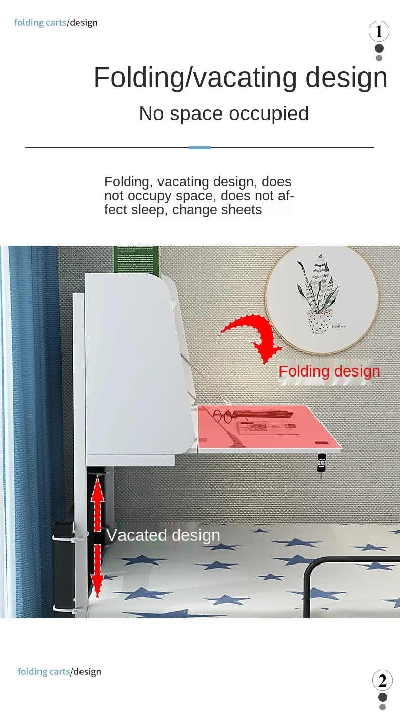 Description Picture 6 of itemBedside Table Dormitory Student Desk Folding Upper Bed Lower Bed Folding Retractable Multifunctional