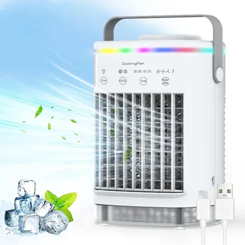 가정용 휴대용 에어컨 미니 에어 쿨러, USB 에어컨 팬 700ml, 가습기 포함 얼음물 에어컨 선풍기