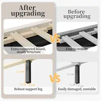 Queen Upholstered Platform Bed Wingback Tufted Headboard Wooden Slat Support No Box Spring Needed Beige Customized 4