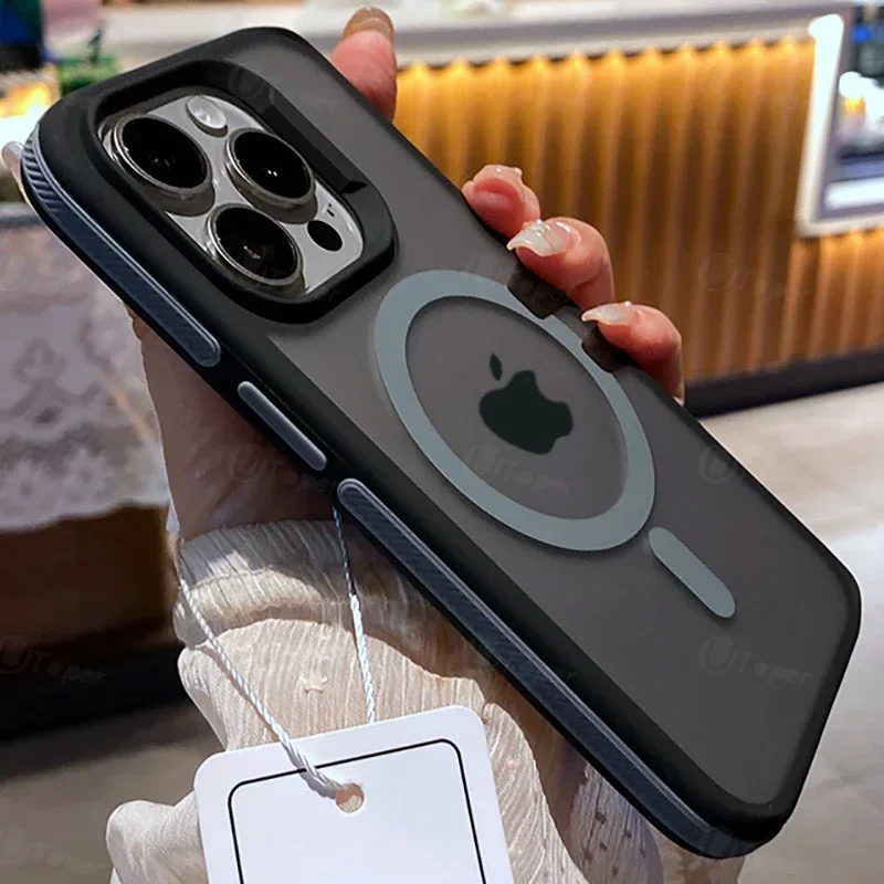 Bicolor Matte Frosted Magnetic Translucent Shockproof Phone Case