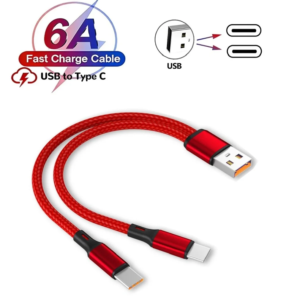 2-in-1 USB C 케이블 나일론 편조형 타입-C 마이크로 고속 충전 데이터 ..
