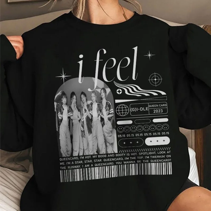 

GIDLE Sweatshirt Y2k Fashion (G)I-DLE I Am FREE TY World Tour Hoodie Women Men Korean Autumn Pullovers Kpop Oversized Clothes