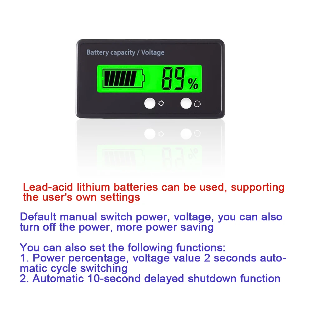DC 12V 24V 36V 48V 60V 72V LCD 디지털 전압 표시기 GY-6GS 배터리 용량 전압계 대부분의 자동차용 DC 8-120V