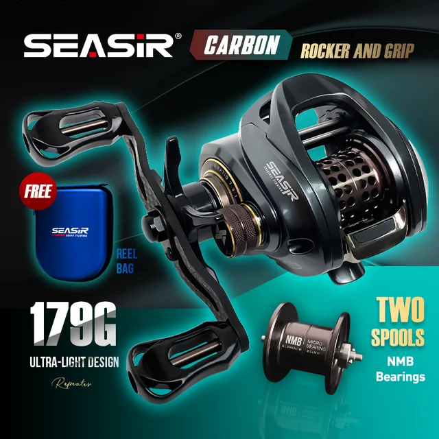 SEASIR REPEATER 179g Double Spools U-Light Baitcasting Reel Carbon