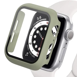 Premium Tempered Glass Screen Protector with Protective Cover for Apple Watch - All Series and Sizes (Olive)