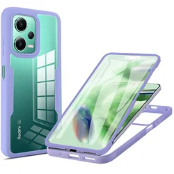 360 Full Shockproof Silicone Case with Built - in Screen Protector - Note 12 Pro 5G (PURPLE)