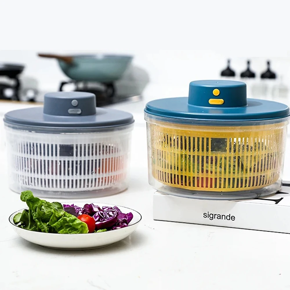 Vegetable And Fruit Electric Drain Basket Dehydrator Multifunctional Household Dryer Basket Shake Plastic Kitchen Tool Spinner