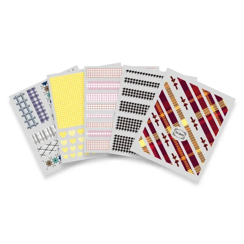 Plaid Pattern Check Muti Color Nail Stickers Preppy Style Nail Art Accessories Tender Manicure Fashionable Sticker for Nails 5