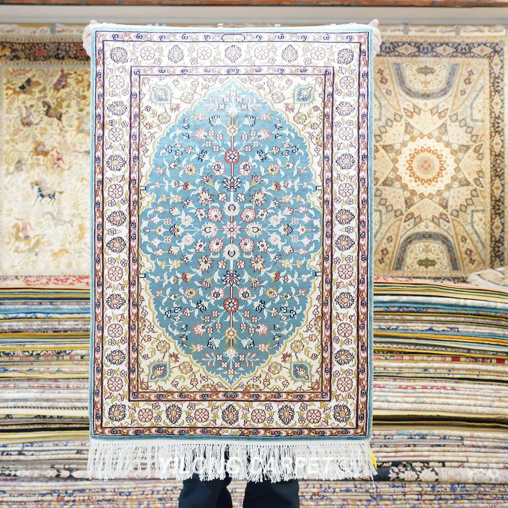 

61x91cm Persian Designs Carpet Handmade Exquisite Floral Blue Rugs (LH903B)