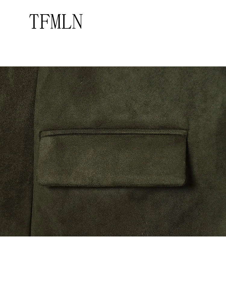 Fashion Women Solid Blazer Jackets 2025 Autumn Office Ladies Single Breasted Pockets Loose Coats Retro Causal Notched Streetwear