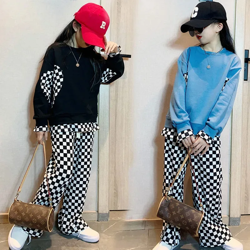 

Girls Sweatshirts +Pants Kids Suits 2PCS/Set 2023 Newest Spring Autumn Cotton Sport Formal Uniforms Children Clothing