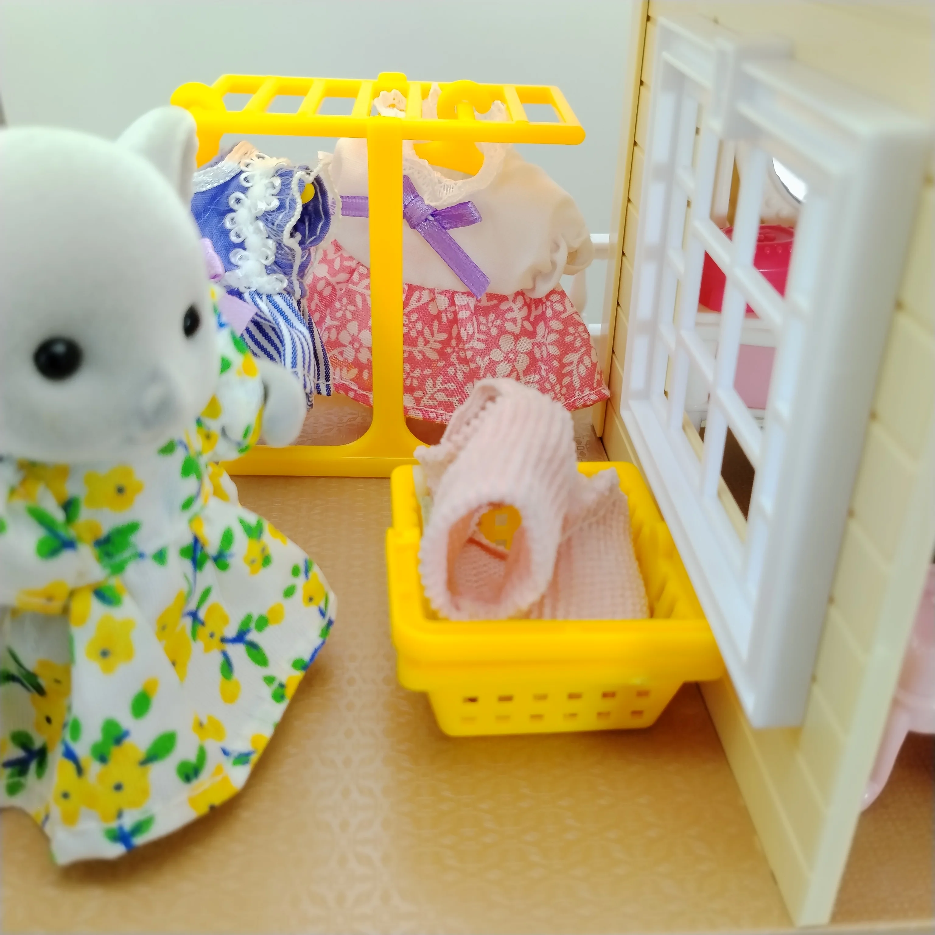 어린이 숲 가족용 장난감, 2 층 인형 집, 계단 주방 욕실 미니어처 액세서리 가구, 동물 토끼 인형