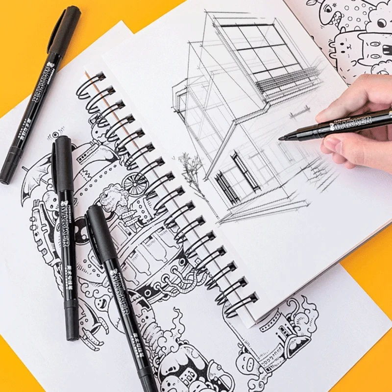 Art pens Deli Double Head Fineliner Technical Drawing Fine Point Waterproof for Watercolor Sketching Anime Manga permanent marker pen marker pens color marker pens permanent marker permanent markers pen marker paint marker pen markers pen marker pen art marker pens