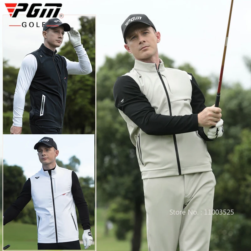 PGM Golf Vest Rain Proof Stand Collar Men Coat Fall Winter Clothing Male Sleeveless Windproof Jacket Casual Fit Waistcoat M-XXL