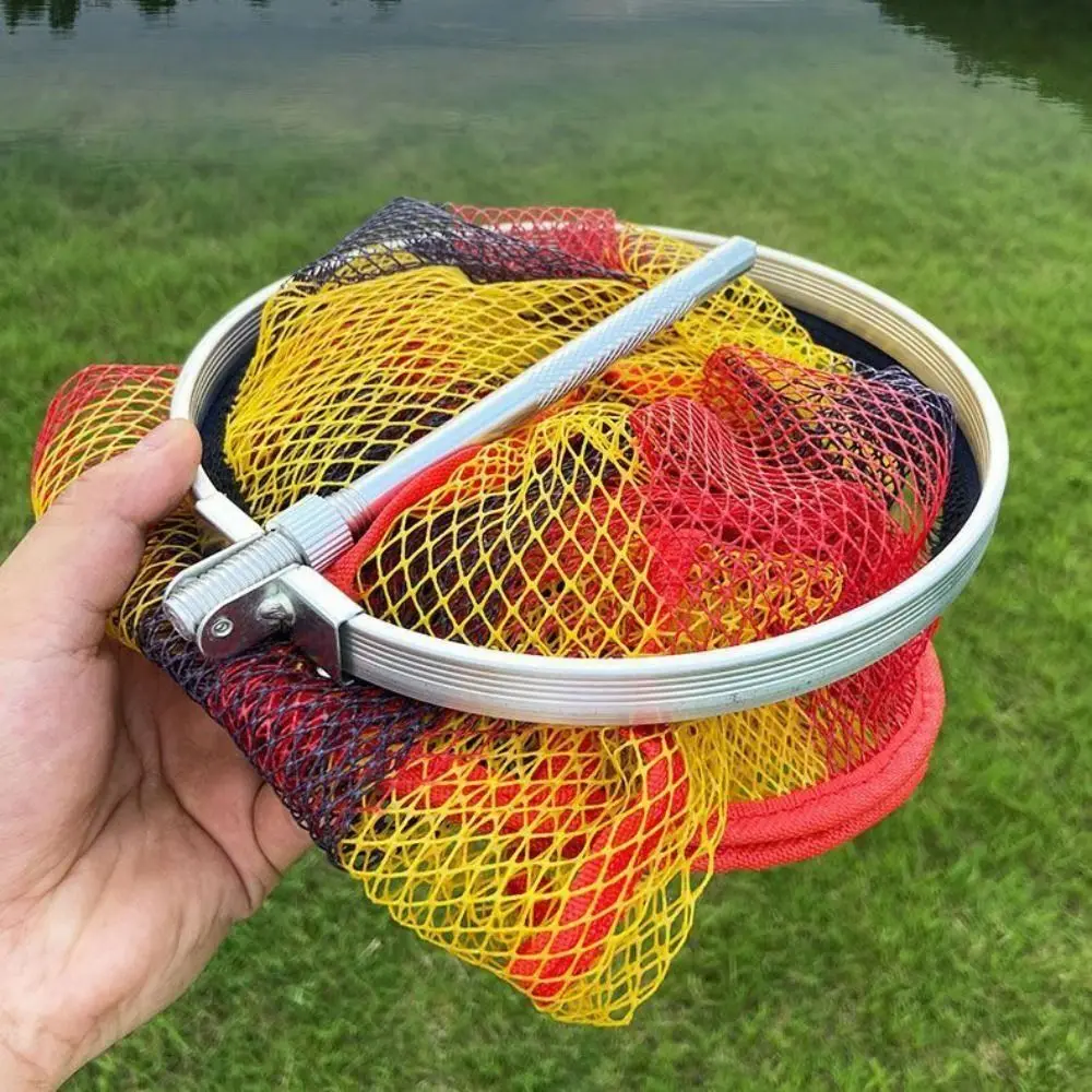 Foldable Portable Fishing Nets Ring Edge Quick-drying Shrimp Cage Basket 90/150/200cm Depth Anti-jump Fish Mesh Bag Fishing Tool