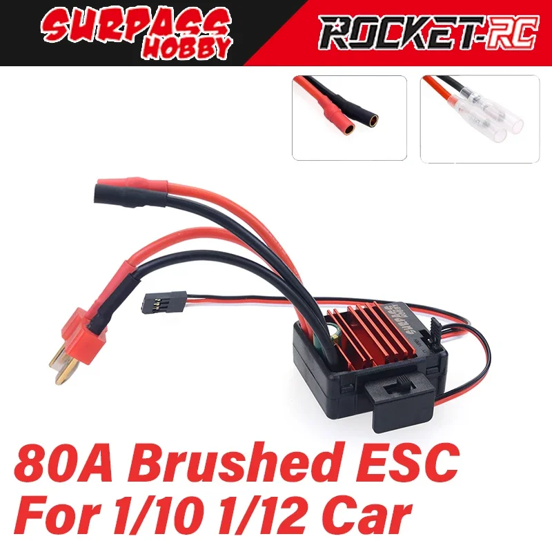

Surpass Hobby 60A 80A Crawler Waterproof Brushed ESC for 1/10 1/12 RC Car Truck Off Road Buggy Traxxas TRX4 RGT Axial SCX10 HPI