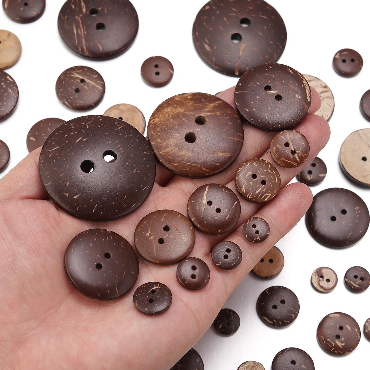 10-100Pcs Natural Coconut Shell Button Round 2-Holes Buttons for Handmade Crafts Home Decorative DIY Clothing Sewing Accessories 5