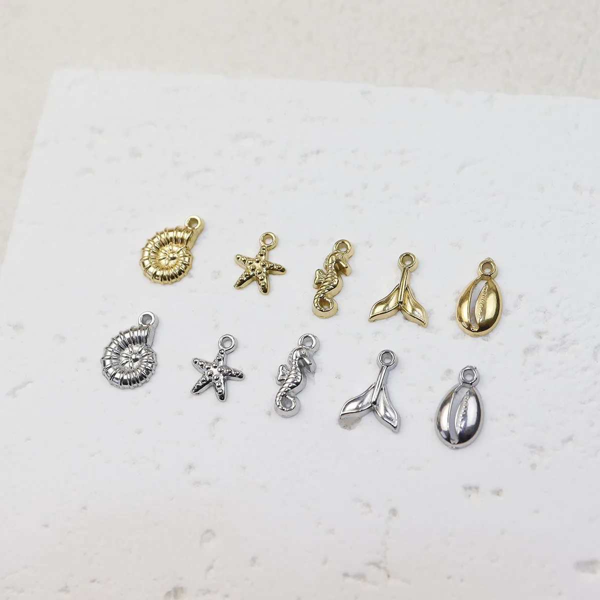 5 個鋳造ステンレス鋼海モチーフコインチャームペンダント DIY ネックレスイヤリングブレスレットジュエリーチャーム色褪せない無色 -  AliExpress
