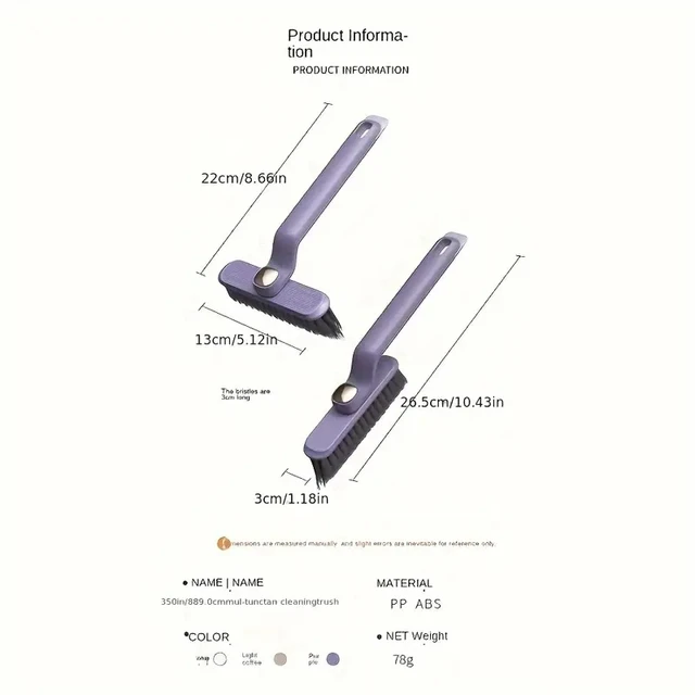 Brosse de nettoyage polyvalente pour carrelage de salle de bains, brosse de nettoyage pour fentes rotatives avec extrémité morte, poils solides, fournitures de nettoyage 6