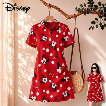 Abito da donna con stampa Disney Topolino, nuovo abbigliamento casual anime per donna, vestito a maniche corte alla moda 2026