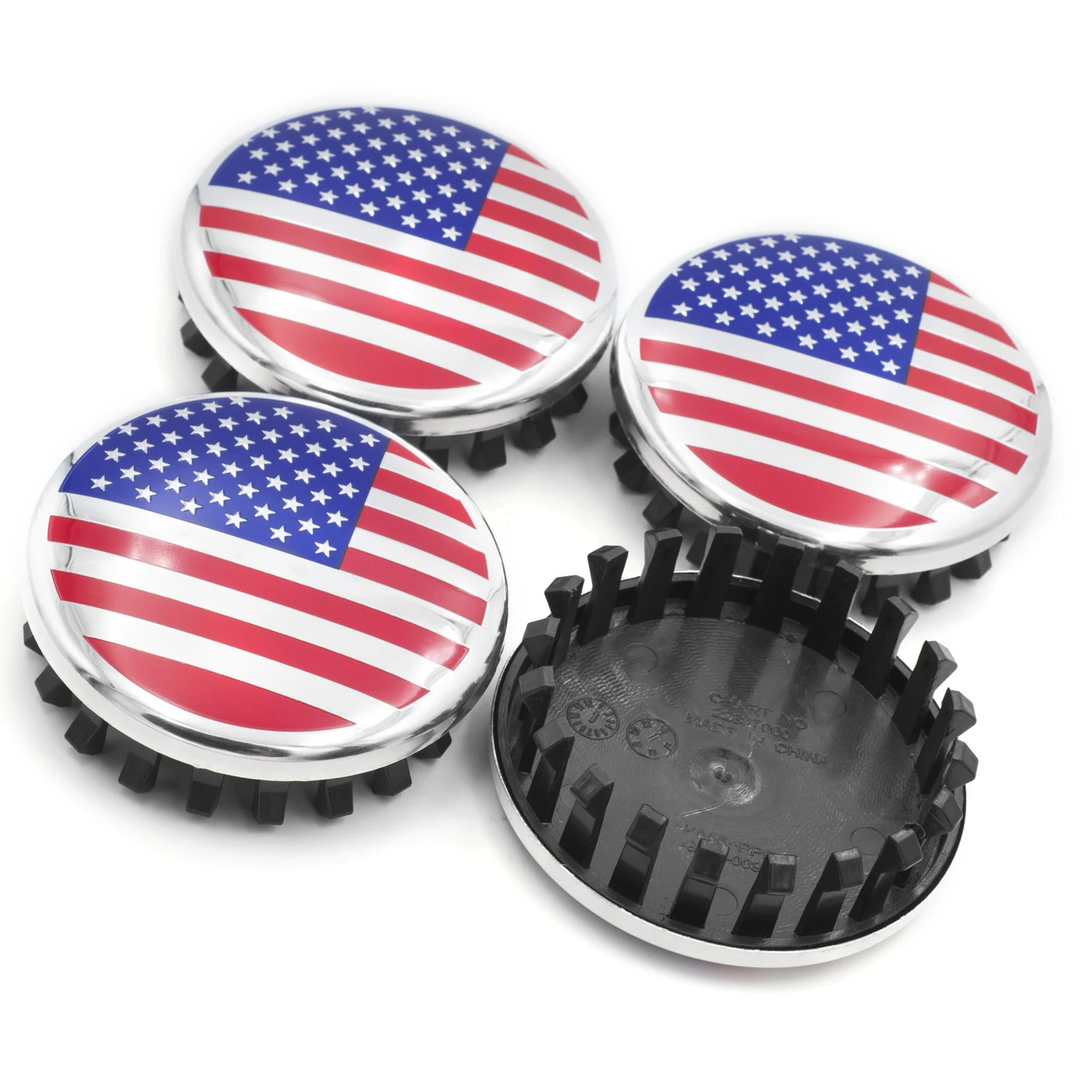 

One Set (4pcs) 83mm US Flag Tahoe Silverado Suburban Yukon XL Sierra 1500 Limited Car Emblem Badge Hub Wheel Rim Center Cap