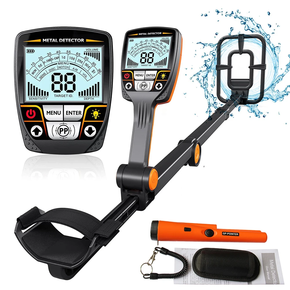 

Складной подземный металлоискатель, Регулируемый складной металлодетектор с высокой точностью, водонепроницаемый, с ЖК-дисплеем