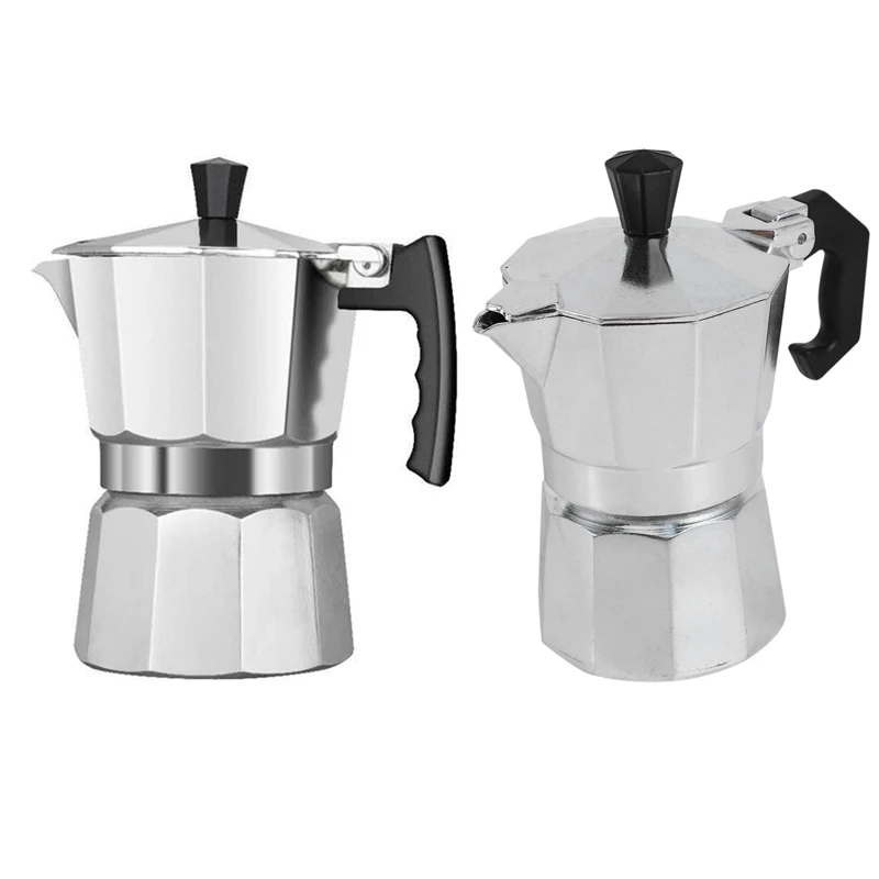 

2 Pcs Aluminum Italian Stove Top/Moka Espresso Coffee Maker/Percolator Pot Tool, 50Ml & 150Ml Silver