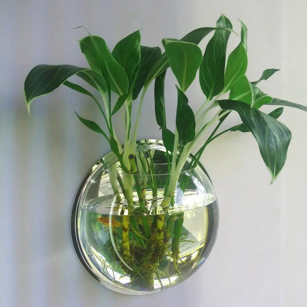 Transparent Fish Tank Wall Mounted Creative Flower Pot Mini Aquarium Aquatic-plants Pet Fish Bowls Supplie fish aquarium